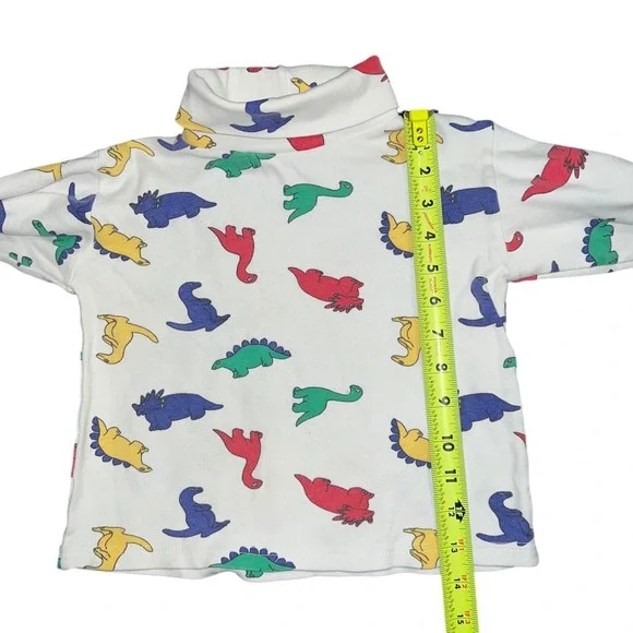 Vintage Driving Force Kids Dinosaur Print Turtleneck Shirt White Cotton Size 5** - Picture 5 of 12